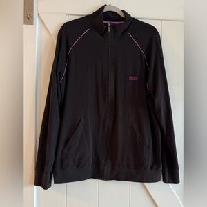 Boss men Black Bomber Jacket with Purple Details